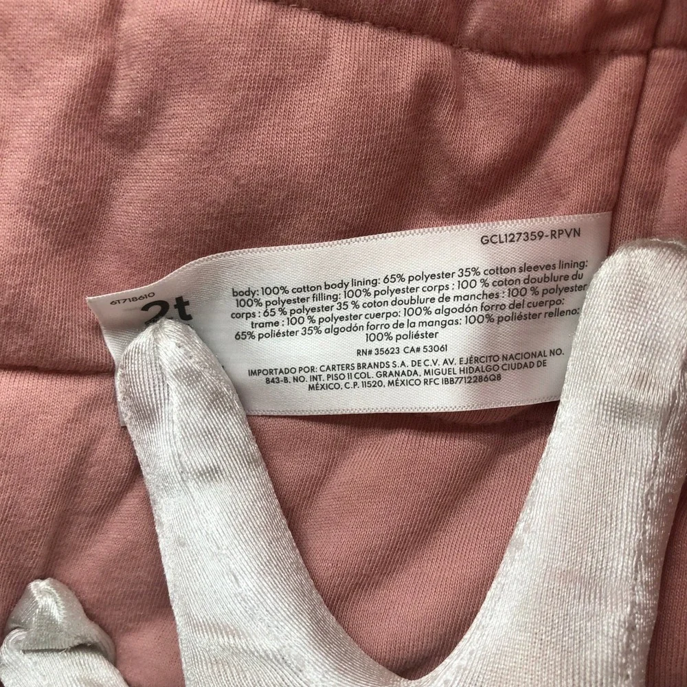 OshKosh B'gosh Corduroy Quilted Jacket Girls 2T Pink Ruffle Collar Button Coat